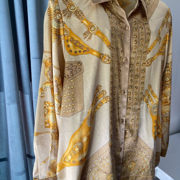 Vintage Gold Link & Buckle Button Down Top Size L/XL by Peniel - Picture 4 of 9
